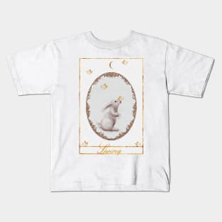 Tarot Card Gold Watercolor Rabbit| Gold Crescent Moon| Gold Butterflies Kids T-Shirt